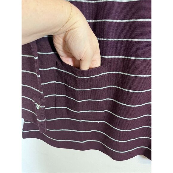 J Jill Striped Top M Maroon Ribbed Tunic Classic Resort Preppy - Picture 4 of 10